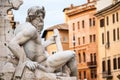 Statue of the god Zeus in Bernini`s Fountain in the Piazza Navona, Rome Royalty Free Stock Photo