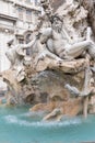 Statue of the god Zeus in Fountain of the Four Rivers in Piazza Royalty Free Stock Photo