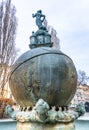 Statue of goddess Justice on the fountain by the Swedish court