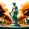 statue of the goddess of justice in the park. vector illustration AI generated