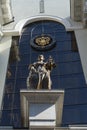 Statue of the goddess of Justice Themis on the building of the Supreme Court of Russia in Moscow