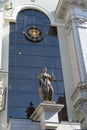 Statue of the goddess of Justice Themis on the building of the Supreme Court of Russia in Moscow