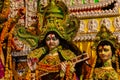 Statue of Goddess Saraswati holding a musical Instrument called Veena, clicked during Dussehra festival Kolkata
