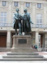 Statues of Goethe and Schiller in Weimar, Germany Royalty Free Stock Photo