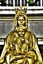 Statue gold Our Lady of Grace Virgin Mary with Child Jesus in the church, Thailand. Royalty Free Stock Photo