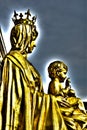 Statue gold Our Lady of Grace Virgin Mary with Child Jesus in the church, Thailand. Royalty Free Stock Photo