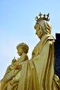 Statue gold Our Lady of Grace Virgin Mary with Child Jesus Royalty Free Stock Photo