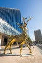 Statue of golden deer in Dubai