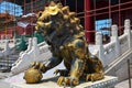 Statue of golden lion in the forbidden city Royalty Free Stock Photo