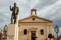 The statue of Gorg Borg Olivier primer minister in front of the Malta Stock Exchange in Valletta