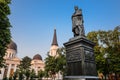 The Statue of Graf Vorontsov near The Transfiguration Cathedral in Odessa, Ukraine Royalty Free Stock Photo