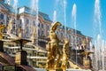 Statue of Grand Cascade fountains in Peterhof Royalty Free Stock Photo