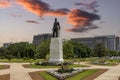 Statue and gravesite of former U.S. senator and Louisiana governor Huey P. Long at the Louisiana State Capitol in Baton Rouge