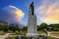 Statue and gravesite of former U.S. senator and Louisiana governor Huey P. Long at the Louisiana State Capitol in Baton Rouge