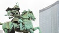 Statue of the great samurai Kusunoki Masashige, famed Japanese samurai at the East Garden outside Tokyo Imperial Palace, Japan. Royalty Free Stock Photo