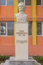 The statue of the greatest  Romanian poet  Mihai Eminescu  in  Tantareni, Gorj,  Romania. Royalty Free Stock Photo