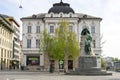 Statue of a greatest Slovenian poet Presern on Presern square in Ljubljana