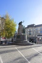 Statue of a greatest Slovenian poet Presern on Presern square in Ljubljana