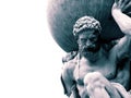 Statue of the Greek God Atlas holding the globe on his shoulders.