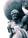 Statue of the Greek God Atlas holding the globe on his shoulders. Royalty Free Stock Photo