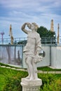 Statue of greek god bacchus in Alleya Statuy of Ermitazh-Vyborg, Vyborg, Russia Royalty Free Stock Photo