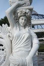 Statue of Greek Goddess Head with lovely hair settled in a public park Royalty Free Stock Photo