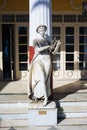 Statue of a Greek mythical muse in Achilleion palace, Corfu Island, Greece, built by Empress of Austria Elisabeth of Bavaria. Royalty Free Stock Photo