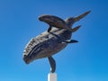 Statue of a Grey Whale mother and calf at this whale watching hotspot of Adolfo Lopez Mateos in Baja California