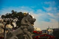 Statue guardian dog at Kanda shrine in Tokyo Royalty Free Stock Photo