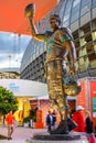 Statue of Hall of Fame Dolphins quarterback Dan Marino in front of Hard Rock Stadium in Miami Gardens, Florida