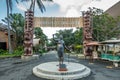 Statue of Hamana Kalili in Polynesian Cultural Center in Laie, Oahu, Hawaii, USA