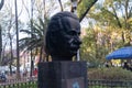 Statue of the head of renowned mathematician in park from Mexico City