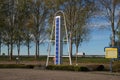 Statue at highway A20 to mark the lowest point of the Netherlands, 21 feet below sea level in Zuidplaspolder in Nieuwerkerk aan de