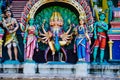 Statue Hindu deities on the roof of temple within Batu Caves. Batu Caves - a complex of limestone caves in Kuala Lumpur, Malesia Royalty Free Stock Photo