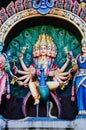 Statue Hindu deities on the roof of temple within Batu Caves. Batu Caves - a complex of limestone caves in Kuala Lumpur, Malesia Royalty Free Stock Photo