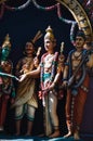 Statue Hindu deities on the roof of temple within Batu Caves. Batu Caves - a complex of limestone caves in Kuala Lumpur, Malesia Royalty Free Stock Photo