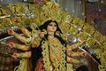 Statue of Hindu Goddess Durga with her family during puja