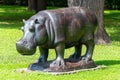 Statue of a hippopotamus made by Zurab Tsereteli in the Governor`s Garden in Yaroslavl, Russia