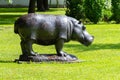 Statue of a hippopotamus made by Zurab Tsereteli in the Governor`s Garden in Yaroslavl, Russia