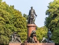 Statue of historic Bismarck Memorial in the Tiergarten in Berlin, Germany.  Prince Otto von Bismarck, the first Chancellor of the Royalty Free Stock Photo