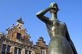 Statue and historic building in center Nijmegen Royalty Free Stock Photo