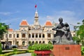 Statue of Ho Chi Minh and People's Committee Building Royalty Free Stock Photo