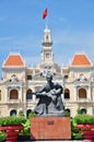 Statue of Ho Chi Minh and People's Committee Building Royalty Free Stock Photo