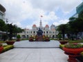 Statue of Ho Chi Minh and People's Committee Building Royalty Free Stock Photo