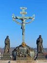 Statue of the Holy Crucifix and Calvary on Charles Bridge in Prague