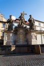 Statue of Holy Savior with Saints Cosmas and Damian detail on Charles Bridge, Prague, Czech Republic Royalty Free Stock Photo