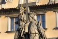 Statue of Holy Savior with Saints Cosmas and Damian detail on Charles Bridge, Prague, Czech Republic Royalty Free Stock Photo