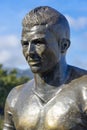 Statue in honor of Cristiano Ronaldo in front of the CR7 museum, Funchal, Madeira island.