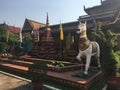 Statue of horse and peacock at the Wat Preah Prom Rath temple in Siem Reap, Cambodia