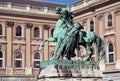 Statue of the horseherd taming a wild horse near royal palace, Budapest Royalty Free Stock Photo